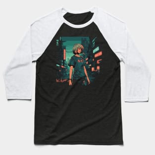 Cyberpunk Anime Aesthetic in Tokyo Japan Baseball T-Shirt